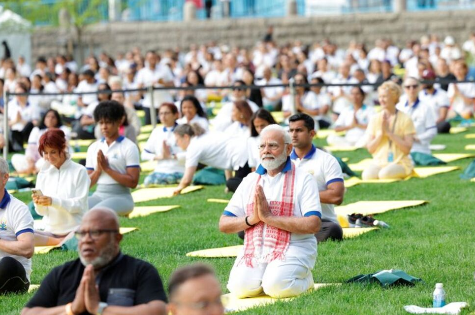 'One Earth, One Family, One Future' is what Modi calls for at the United Nations yoga event.