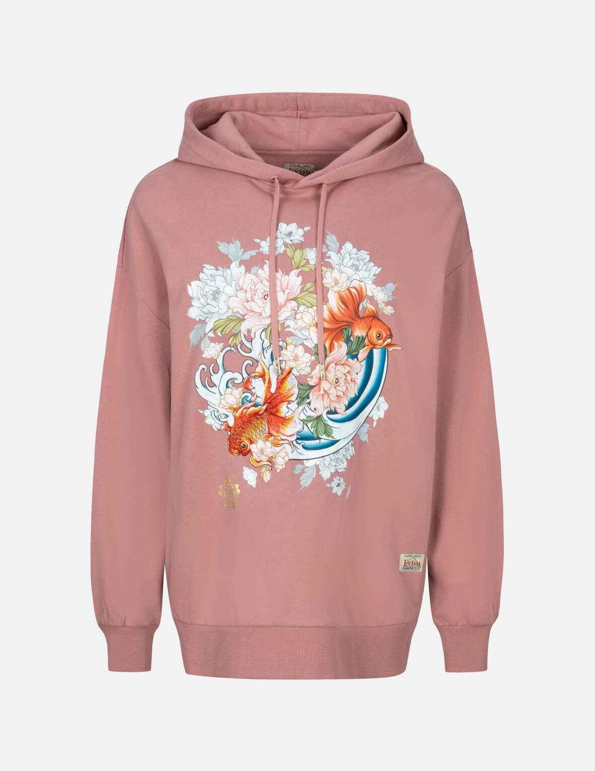 Goldfish and Floral Flow Print Oversized Hoodie (1)