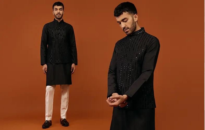 Mens Black Kurta