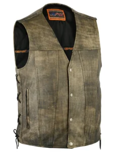 mens leather motorcycle vest