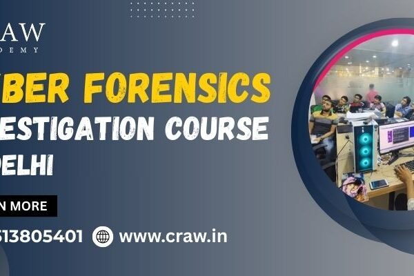 Cyber Forensics Investigation Course in Delhi by CRAW Academy, featuring a classroom with students learning on computers