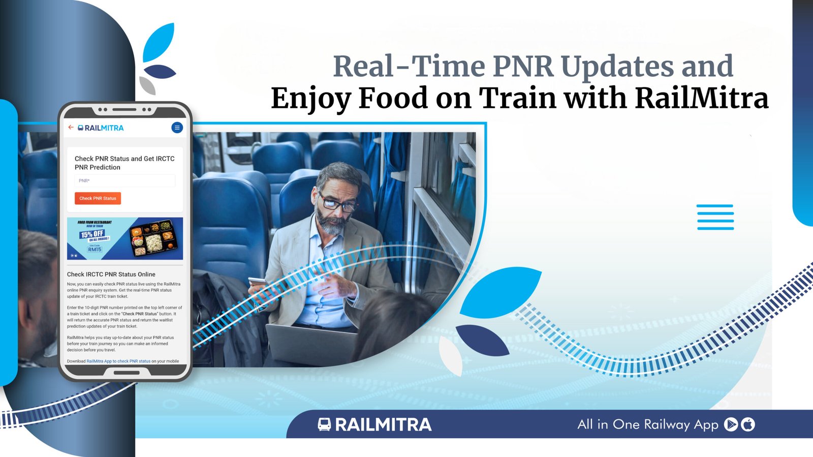 Real time Pnr Updates and Enjoy Food on train with RailMitra