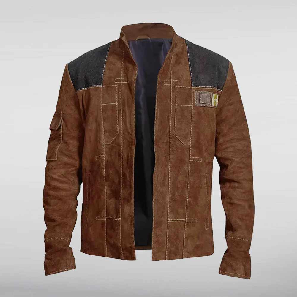 "Star Wars Story Han Solo Brown Suede Leather Jacket – Premium suede leather, screen-accurate design, and perfect for cosplay or casual wear. Buy now from Cosplaystreet!"