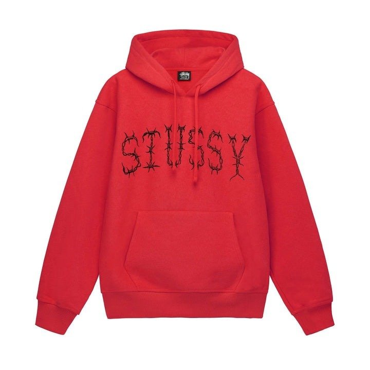 RED STUSSY BARB HOODIE